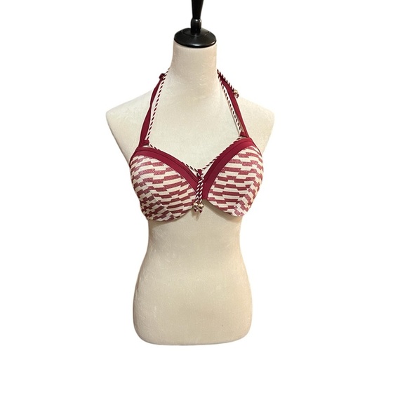 Marlies Dekkers  Push-up Bikini Top In Red and White Stripes Size 38C - Picture 1 of 3